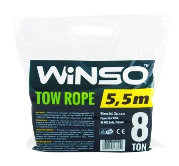 Трос ленточный, с металлическими крючками 8т,5м. WINSO 138050