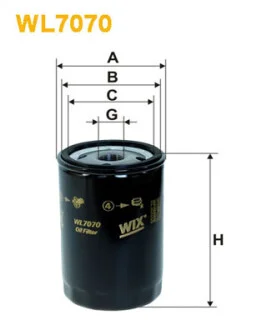 Фільтр масляний VW Caddy/Golf I/II/III/Passat -96/Audi 80/100 -94/A6 -97 WIX FILTERS WL7070