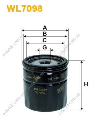 Фильтр масляный Opel Kadett/Ascona/Rekord 1.0-2.4i 62-00 (бензин) WIX FILTERS WL7098 (фото 1)