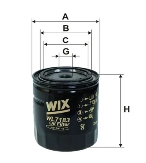 Фильтр масляный Opel Omega A 2.3 TD 86-94/Frontera A 2.3 TD 92-98 (h=108mm) WIX FILTERS WL7183