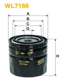 Фільтр масляний Chrysler Voyager 3.3 00-03/Jeep Wrangler 4.0 06- WIX FILTERS WL7188