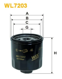Фільтр масляний VW Caddy II/ Golf IV/V/Seat Leon 1.4/1.6i 96- WIX FILTERS WL7203