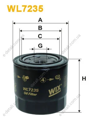 Фільтр масляний Toyota Avensis/Corolla 2.0D 97-07 WIX FILTERS WL7235 (фото 1)