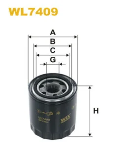 Фильтр масляный Hyundai H-1 97-/H350 15-/Kia Carnival 2.7-2.9 CRDI 01- WIX FILTERS WL7409
