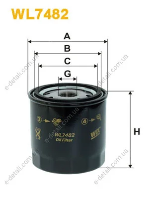 Фильтр масляный Renault Megane III/Laguna III 1.9dCi/3.0dCi 08- WIX FILTERS WL7482 (фото 1)