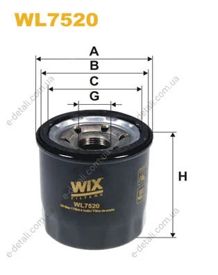 Фильтр масляный Hyundai Accent/Getz/i10/i20/i30 1.0/1.4 11- WIX FILTERS WL7520 (фото 1)