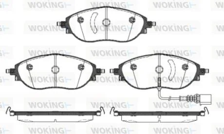 Гальмівні колодки пер. VW Passat 10-/Skoda Octavia 12- (TRW) з датчиком WOKING P15703.01