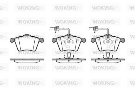 Гальмівні колодки пер. T4 2.5TDI 96-03 (R15)(з датчиком) WOKING P6213.02