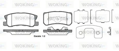 Гальмівні колодки зад. CITROËN C4/DODGE AVENGER/CALIBER/JEEP COMPASS 1.6-2.4 06- WOKING P9033.22