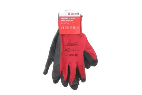 Рукавиці захисні RED LATEX GRIP, поліестер, покриття латекс, пара, р.11, RED LINE {арт. } WURTH 0899408211