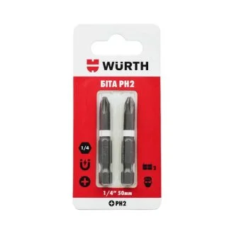 Біта PH2, 1/4IN, L50мм, 2шт. в блістері {арт. } WURTH 1614176692902