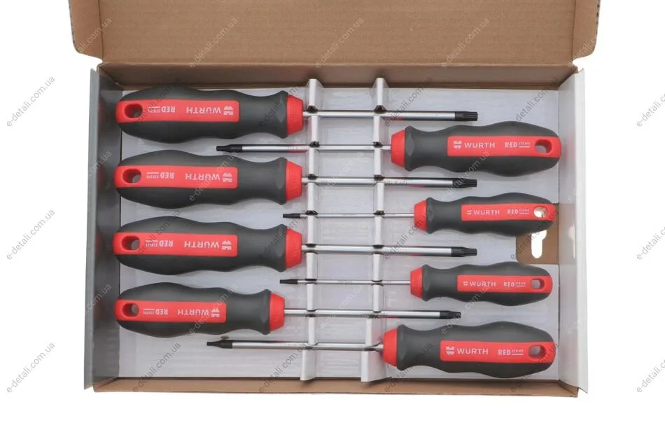 Набір викруток TORX з отвором, TX8-30, 8 шт., RED STRIPE {арт. } WURTH 575193480 (фото 1)