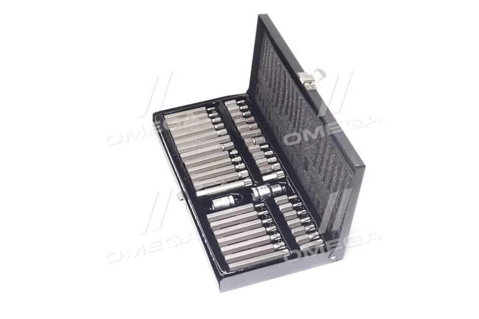 Набір викруткових насадок : адаптери 1/2", 3/8",HEX SPLINE TORX CrV[мет. Кейс] 40 шт (YATO YT-0400 (фото 1)