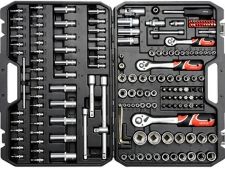 Набор головок квадрат 1/2", 3/8", 1/4" с инст-ми, отверточные насадки. 173 шт YATO YT-38931