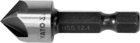 Зенкер конічний по металу : HSS, O= 12.4 мм, l= 40 мм, 5 пругів, HEX- 1/4" [50/200] YATO YT-44724
