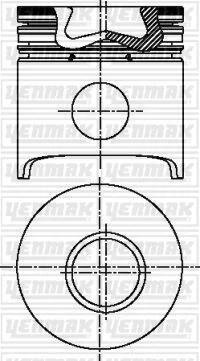 Поршень с кольцами і пальцем RENAULT Master 2.5TD -98 (размер отв. 93 / STD) (8140.47 / S 9 U 714) YENMAK 31-03687-000 (фото 1)
