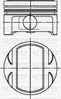 Поршень с кольцами і пальцем (размер отв. 82,10/+0,50) OPEL OMEGA B 2.5 (6 цил.) (C 2.5XE / X2.5XE V6 24Valve Ecotec) YENMAK 31-04218-050