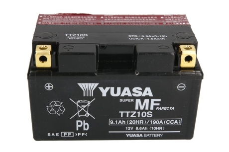 МОТО 12V 9,1Ah MF VRLA Battery AGM (сухозаряжений) YUASA TTZ10S