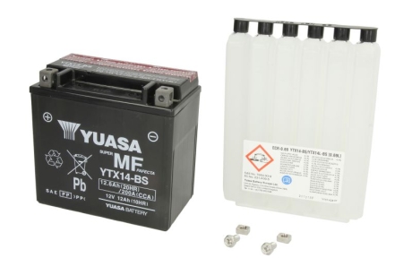 Акумулятор МОТО 12V 12,6Ah MF VRLA Battery (сухозаряжений) YUASA YTX14-BS