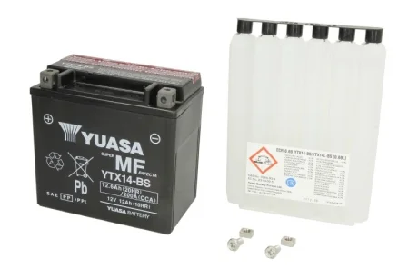 Акумулятор МОТО Yuasa 12V 12,6Ah MF VRLA Battery (сухозаряжений) YUASA YTX14-BS
