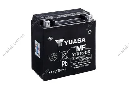 Акумулятор МОТО Yuasa 12V 14,7Ah MF VRLA Battery YUASA YTX16-BS (фото 1)
