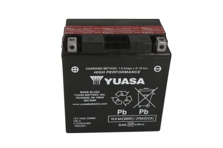 Акумулятор МОТО Yuasa 12V 18,9Ah High Performance MF VRLA Battery YUASA YTX20CH-BS