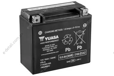 Аккумулятор МОТО Yuasa 12V 18,9Ah High Performance MF VRLA Battery AGM YUASA YTX20H-BS (фото 1)
