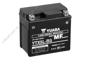 Акумулятор МОТО Yuasa 12V 4Ah MF VRLA Battery AGM) YUASA YTX5L-BS (фото 1)