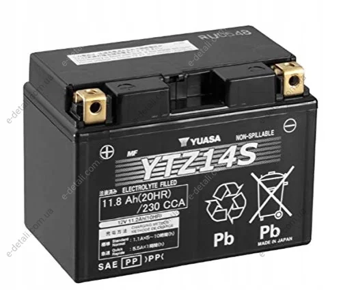 Акумулятор МОТО Yuasa 12V 11,8Ah High Performance MF VRLA Battery (GEL) YUASA YTZ14S (фото 1)
