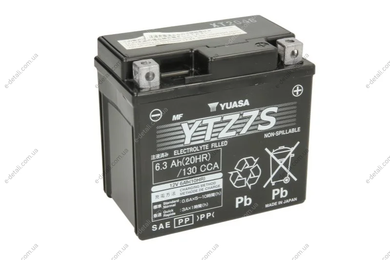 Аккумулятор МОТО Yuasa 12V 6,3Ah High Performance MF VRLA Battery YUASA YTZ7S (фото 1)