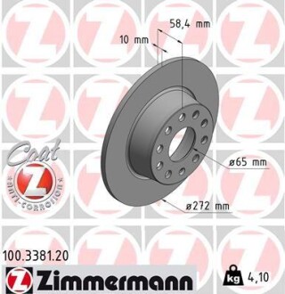 Диск гальмівний Coat Z ZIMMERMANN 100338120