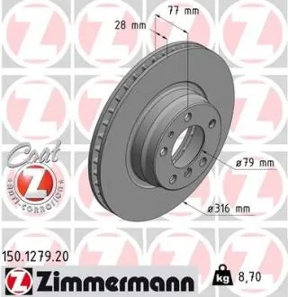 Диск тормозной Coat Z ZIMMERMANN 150127920