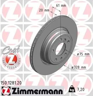 Диск тормозной ZIMMERMANN 150.1281.20