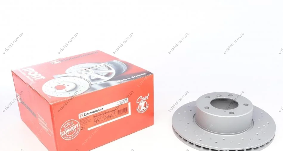 Диск тормозной (передний) BMW 5 (E39) 95-04 (296x22) (с покрытием) (с отверстиями) (вент.) ZIMMERMANN 150.1284.52 (фото 1)