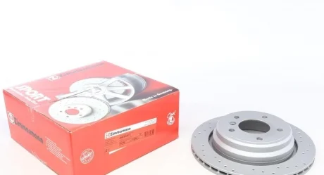 Диск тормозной (задний) BMW 5 (E39) 95-03 (298x20) (с покрытием) (с отверстиями) (вент.) ZIMMERMANN 150.1286.52