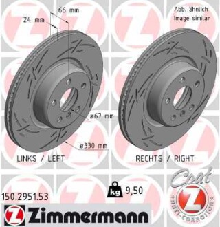 Диск тормозной BMW BLACK Z mit ECE R90 ZIMMERMANN 150295153