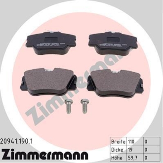 Комплект тормозных колодок ZIMMERMANN 20941.190.1 (фото 1)