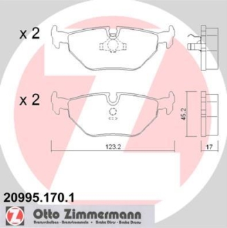 Комплект гальмівних колодок ZIMMERMANN 20995.170.1 (фото 1)