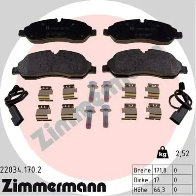 Колодки тормозные дисковые, к-кт ZIMMERMANN 220341702 (фото 1)