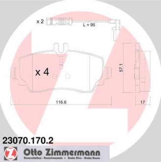 Комплект тормозных колодок ZIMMERMANN 23070.170.2 (фото 1)