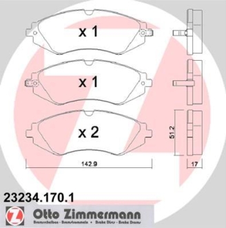 Колодки тормозные дисковые, к-кт ZIMMERMANN 232341701