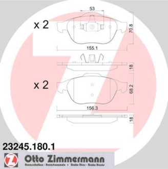 Комплект тормозных колодок ZIMMERMANN 23245.180.1 (фото 1)