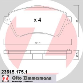 Комплект гальмівних колодок ZIMMERMANN 23615.175.1