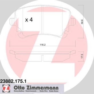 Комплект тормозных колодок ZIMMERMANN 23882.175.1