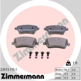 Колодки тормозные (передние) Renault Kangoo 08-/Megane IV 15-/Zoe 12- (Lucas) ZIMMERMANN 239731751