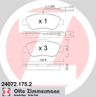 Комплект тормозных колодок ZIMMERMANN 24072.175.2