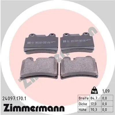 Колодки тормозные (задние) VW Touareg 02-10 (Brembo) ZIMMERMANN 24097.170.1 (фото 1)