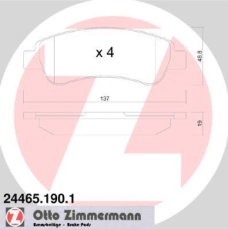 Комплект тормозных колодок ZIMMERMANN 24465.190.1