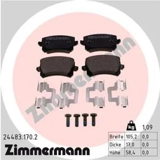 Колодки тормозные дисковые, к-кт ZIMMERMANN 244831702