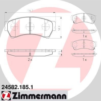 Комплект тормозных колодок ZIMMERMANN 24582.185.1 (фото 1)